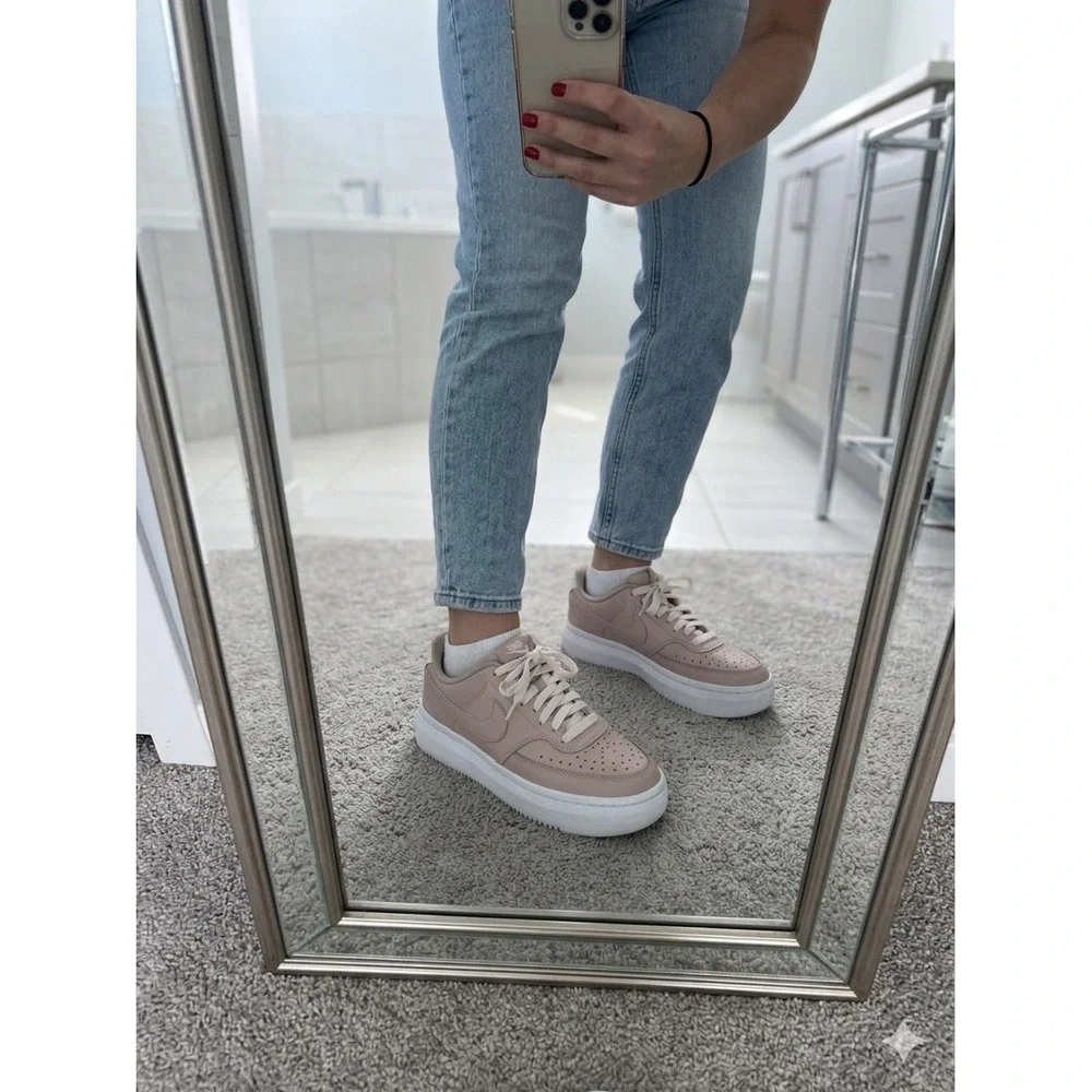 Nike Court Vision Alta Women's Sneakers Pink Oxford Leather DM0113-600 Size 8.5